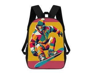 sinyumoney Mochila Escolar Infantil Impresa En 3D Snowboarding Wpap Pop Art Mochila Escolar Infantil Mochilas De Viaje Mochilas De Moda Mochilas De Gran Capacidad 17inch