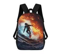 sinyumoney Mochila Escolar Infantil Impresa En 3D Space Surfer Para Niños Mochilas De Viaje De Alta Capacidad Bolsas Para Libros Mochila Escolar Infantil Mochila 17inch