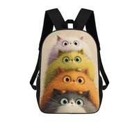 sinyumoney Mochila Escolar Infantil Impresa En 3D Stacked Fluffy Cats Digital Art Mochila De Viaje De Alta Capacidad Para Libros Mochilas De Moda Para Niños Mochila Escolar Informal 17inch