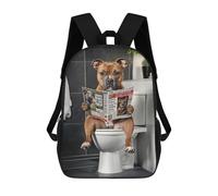 sinyumoney Mochila Escolar Infantil Impresa En 3D Staffordshire Terrier on The Toilet Mochila Mochilas Deportivas Para Niños Y Niñas Mochila De Moda 17inch