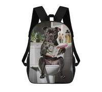 sinyumoney Mochila Escolar Infantil Impresa En 3D Staffordshire Terrier on The Toilet Reading Newspaper Mochilas Para Libros Mochilas De Viaje Informales Mochila De Gran Capacidad Para Niños 17inch