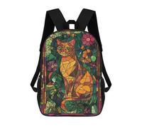 sinyumoney Mochila Escolar Infantil Impresa En 3D Stained Glass Cat Mochilas De Viaje De Alta Capacidad Para Niños Mochilas De Libros De Moda Mochila Escolar Infantil 17inch