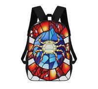 sinyumoney Mochila Escolar Infantil Impresa En 3D Stained Glass Crab Artwork Mochilas De Moda Informales Mochilas Infantiles Mochila Informal Para Exteriores Bolsas De Viaje Bonitas 17inch