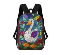 sinyumoney Mochila Escolar Infantil Impresa En 3D Stained Glass Duck Mochilas Para Libros Mochilas De Viaje Informales Mochila De Gran Capacidad Para Niños 17inch