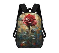 sinyumoney Mochila Escolar Infantil Impresa En 3D Stained Glass Red Rose of Elegance Para Niños, Mochila De Viaje De Alta Capacidad, Mochila Informal Para Niños 17inch