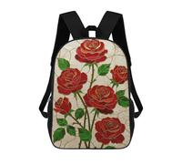 sinyumoney Mochila Escolar Infantil Impresa En 3D Stained Glass Red Roses Mochila Escolar Infantil Mochilas De Viaje Mochilas De Moda Mochilas De Gran Capacidad 17inch