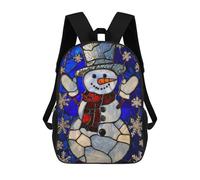 sinyumoney Mochila Escolar Infantil Impresa En 3D Stained Glass Snowman Mochilas Para Libros Mochilas Escolares De Viaje De Alta Capacidad Para Niños/estudiantes/adultos 17inch