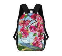 sinyumoney Mochila Escolar Infantil Impresa En 3D Stained Glass Spring Blossoms Mochila Mochilas Deportivas Para Niños Y Niñas Mochila De Moda 17inch