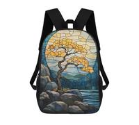 sinyumoney Mochila Escolar Infantil Impresa En 3D Stained Glass Tree & Moon Mochilas De Viaje De Alta Capacidad Para Niños Mochilas De Libros De Moda Mochila Escolar Infantil 17inch
