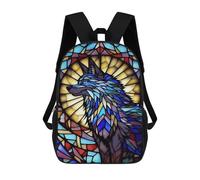 sinyumoney Mochila Escolar Infantil Impresa En 3D Stained Glass Wolf Artwork-1 Para Niños, Mochila De Viaje De Alta Capacidad, Mochila Informal Para Niños 17inch