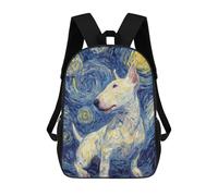 sinyumoney Mochila Escolar Infantil Impresa En 3D Starry Night Bull Terrier Art Print 17inch Para Niños, Mochila De Viaje De Alta Capacidad, Mochila Escolar De Moda Para Niños