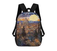 sinyumoney Mochila Escolar Infantil Impresa En 3D Starry Night Cityscape Mosaic 17inch Para Niños, Mochila De Viaje De Alta Capacidad, Mochila Escolar De Moda Para Niños