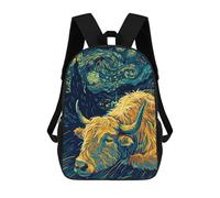 sinyumoney Mochila Escolar Infantil Impresa En 3D Starry Night Highland Cow Mochilas De Moda Informales Mochilas Infantiles Mochila Informal Para Exteriores Bolsas De Viaje Bonitas 17inch