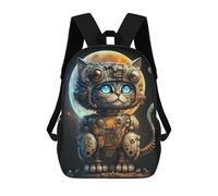 sinyumoney Mochila Escolar Infantil Impresa En 3D Steampunk Cat Astronaut Mochilas De Moda Informales Mochilas Infantiles Mochila Informal Para Exteriores Bolsas De Viaje Bonitas 17inch