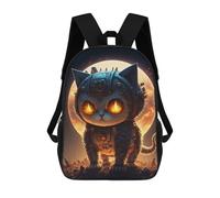 sinyumoney Mochila Escolar Infantil Impresa En 3D Steampunk Cat with Glowing Eyes Para Niños, Mochila De Viaje De Alta Capacidad, Mochila Informal Para Niños 17inch