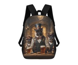 sinyumoney Mochila Escolar Infantil Impresa En 3D Steampunk Craft Beer Pugs Mochilas Para Libros Mochilas De Viaje Informales Mochila De Gran Capacidad Para Niños 17inch