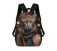sinyumoney Mochila Escolar Infantil Impresa En 3D Stylish Cat in Leather Jacket Mochilas Para Libros Mochilas De Viaje Informales Mochila De Gran Capacidad Para Niños 17inch