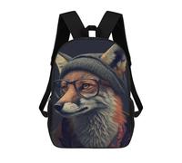 sinyumoney Mochila Escolar Infantil Impresa En 3D Stylish Fox Portrait Mochilas Para Libros Mochilas De Viaje Informales Mochila De Gran Capacidad Para Niños 17inch