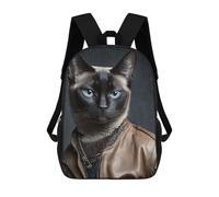 sinyumoney Mochila Escolar Infantil Impresa En 3D Stylish Siamese Cat Portrait Mochila Mochilas Deportivas Para Niños Y Niñas Mochila De Moda 17inch