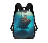 sinyumoney Mochila Escolar Infantil Impresa En 3D Sunken Ship Coral Reef Para Niños, Mochila De Viaje De Alta Capacidad, Mochila Informal Para Niños 17inch