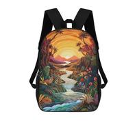 sinyumoney Mochila Escolar Infantil Impresa En 3D Sunrise over The River 17inch Para Niños, Mochila De Viaje De Alta Capacidad, Mochila Escolar De Moda Para Niños