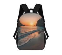 sinyumoney Mochila Escolar Infantil Impresa En 3D Sunset Beach Scene Mochila De Viaje De Alta Capacidad Para Libros Mochilas De Moda Para Niños Mochila Escolar Informal 17inch