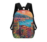 sinyumoney Mochila Escolar Infantil Impresa En 3D Sunset in Nice Para Niños, Mochila De Viaje De Alta Capacidad, Mochila Informal Para Niños 17inch