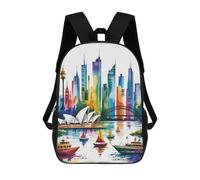 sinyumoney Mochila Escolar Infantil Impresa En 3D Sydney Harbor Watercolor Painting Mochilas Para Libros Mochilas De Viaje Informales Mochila De Gran Capacidad Para Niños 17inch