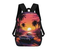 sinyumoney Mochila Escolar Infantil Impresa En 3D Synthwave Retro Car Sunset Mochilas Para Libros Mochilas De Viaje Informales Mochila De Gran Capacidad Para Niños 17inch