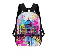 sinyumoney Mochila Escolar Infantil Impresa En 3D Taj Mahal Pop Art Mochila Escolar Infantil Mochilas De Viaje Mochilas De Moda Mochilas De Gran Capacidad 17inch
