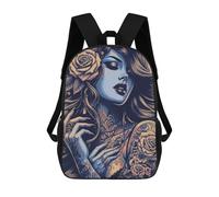 sinyumoney Mochila Escolar Infantil Impresa En 3D Tattooed Woman with Roses Mochilas De Viaje De Alta Capacidad Para Niños Mochilas De Libros De Moda Mochila Escolar Infantil 17inch