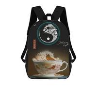 sinyumoney Mochila Escolar Infantil Impresa En 3D The Great Wave of Coffee Mochilas De Viaje De Alta Capacidad Para Niños Mochilas De Libros De Moda Mochila Escolar Infantil 17inch