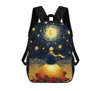 sinyumoney Mochila Escolar Infantil Impresa En 3D The Little Prince on The Moon Mochilas De Viaje De Alta Capacidad Para Niños Mochilas De Libros De Moda Mochila Escolar Infantil 17inch
