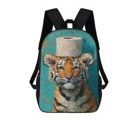 sinyumoney Mochila Escolar Infantil Impresa En 3D Tiger Cub with Toilet Paper Hat 17inch Para Niños, Mochila De Viaje De Alta Capacidad, Mochila Escolar De Moda Para Niños