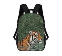 sinyumoney Mochila Escolar Infantil Impresa En 3D Tiger in Water Jungle Illustration Mochilas Para Libros Mochilas De Viaje Informales Mochila De Gran Capacidad Para Niños 17inch