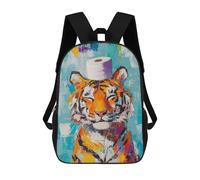 sinyumoney Mochila Escolar Infantil Impresa En 3D Tiger with Toilet Paper Hat Para Niños, Mochila De Viaje De Alta Capacidad, Mochila Informal Para Niños 17inch