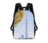 sinyumoney Mochila Escolar Infantil Impresa En 3D Tokyo Skytree with Autumn Leaves Mochilas Para Libros Mochilas Escolares De Viaje De Alta Capacidad Para Niños/estudiantes/adultos 17inch