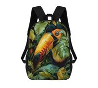 sinyumoney Mochila Escolar Infantil Impresa En 3D Toucan in The Jungle Mochilas Para Libros Mochilas De Viaje Informales Mochila De Gran Capacidad Para Niños 17inch