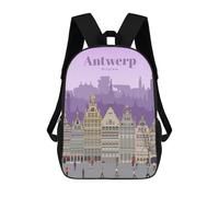 sinyumoney Mochila Escolar Infantil Impresa En 3D Travel to Antwerp Para Niños, Mochila De Viaje De Alta Capacidad, Mochila Informal Para Niños 17inch