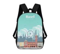 sinyumoney Mochila Escolar Infantil Impresa En 3D Travel to Basel Mochila Mochilas Deportivas Para Niños Y Niñas Mochila De Moda 17inch