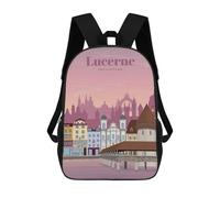 sinyumoney Mochila Escolar Infantil Impresa En 3D Travel to Lucerne Mochilas Para Libros Mochilas De Viaje Informales Mochila De Gran Capacidad Para Niños 17inch