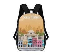 sinyumoney Mochila Escolar Infantil Impresa En 3D Travel to San Juan Mochila Mochilas Deportivas Para Niños Y Niñas Mochila De Moda 17inch