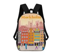 sinyumoney Mochila Escolar Infantil Impresa En 3D Travel to Stockholm Para Niños, Mochila De Viaje De Alta Capacidad, Mochila Informal Para Niños 17inch