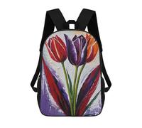 sinyumoney Mochila Escolar Infantil Impresa En 3D Tulip Trio Painting Mochilas Para Libros Mochilas De Viaje Informales Mochila De Gran Capacidad Para Niños 17inch