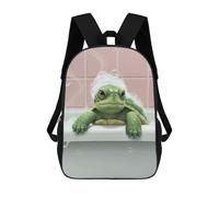 sinyumoney Mochila Escolar Infantil Impresa En 3D Turtle in Bathtub with Bubbles 17inch Para Niños, Mochila De Viaje De Alta Capacidad, Mochila Escolar De Moda Para Niños