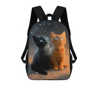 sinyumoney Mochila Escolar Infantil Impresa En 3D Two Cats in Space 17inch Para Niños, Mochila De Viaje De Alta Capacidad, Mochila Escolar De Moda Para Niños