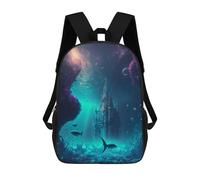 sinyumoney Mochila Escolar Infantil Impresa En 3D Underwater Fantasy Castle Mochilas Para Libros Mochilas De Viaje Informales Mochila De Gran Capacidad Para Niños 17inch