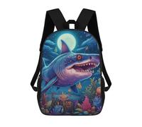 sinyumoney Mochila Escolar Infantil Impresa En 3D Underwater Fantasy Moonlit Shark Adventure Para Niños, Mochila De Viaje De Alta Capacidad, Mochila Informal Para Niños 17inch