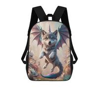 sinyumoney Mochila Escolar Infantil Impresa En 3D Unicorn Wolf Pup with Dragon Wings Mochila Mochilas Deportivas Para Niños Y Niñas Mochila De Moda 17inch