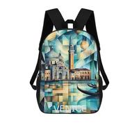 sinyumoney Mochila Escolar Infantil Impresa En 3D Venice Geometric Cityscape - Grand Canal & Basilica Art Mochila Mochilas Deportivas Para Niños Y Niñas Mochila De Moda 17inch